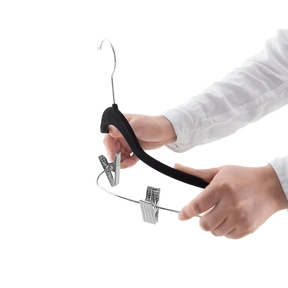 ACAZA Set Van 20 Fluwelen Kledinghangers - Metalen Haak - Zwart - Afbeelding 4