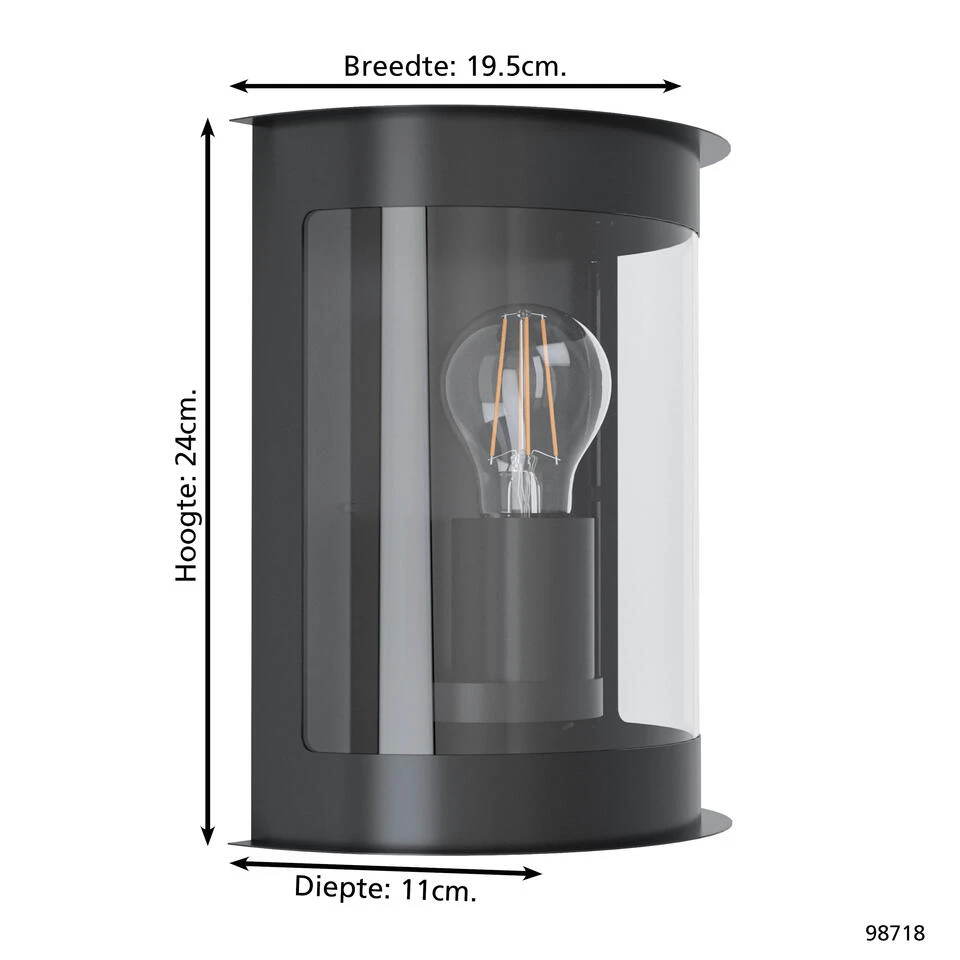 EGLO Daril 1 Wandlamp Voor buiten - E27 - IP44 - Zwart - Afbeelding 4