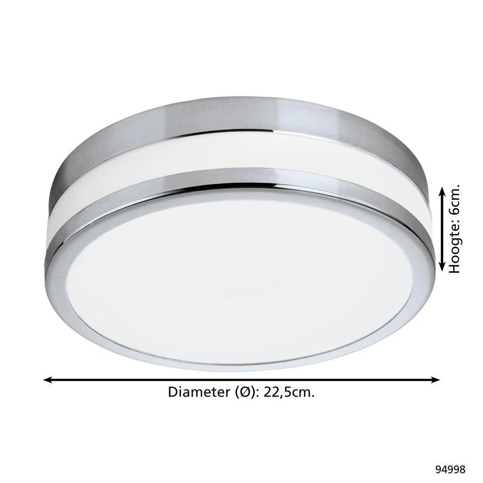 EGLO Batholino Led Palermo - Wand/Plafondlamp - Ø225mm. - Chroom - Wit - Afbeelding 4