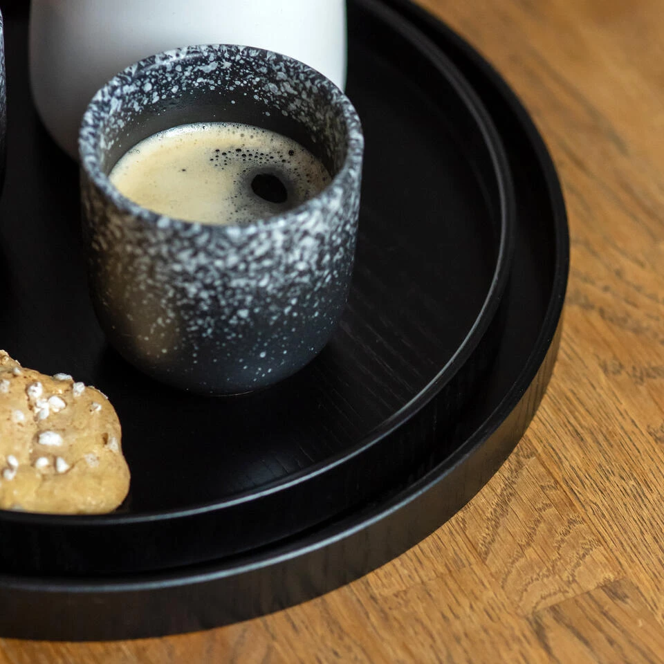 QUVIO Houten Dienblad Rond - Zwart - Maat S (24 Cm) - Afbeelding 2