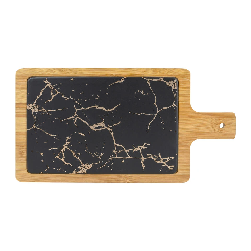 Krumble Serveerplank - Hout En Marmer Look - Zwart - Afbeelding 2