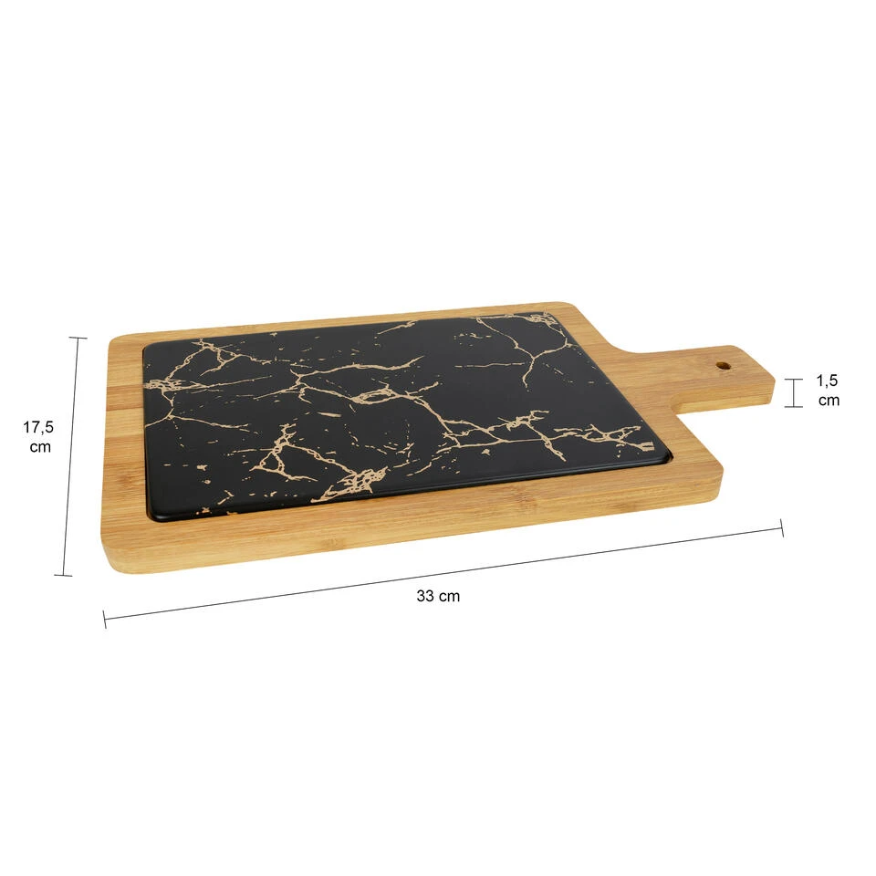 Krumble Serveerplank - Hout En Marmer Look - Zwart - Afbeelding 3