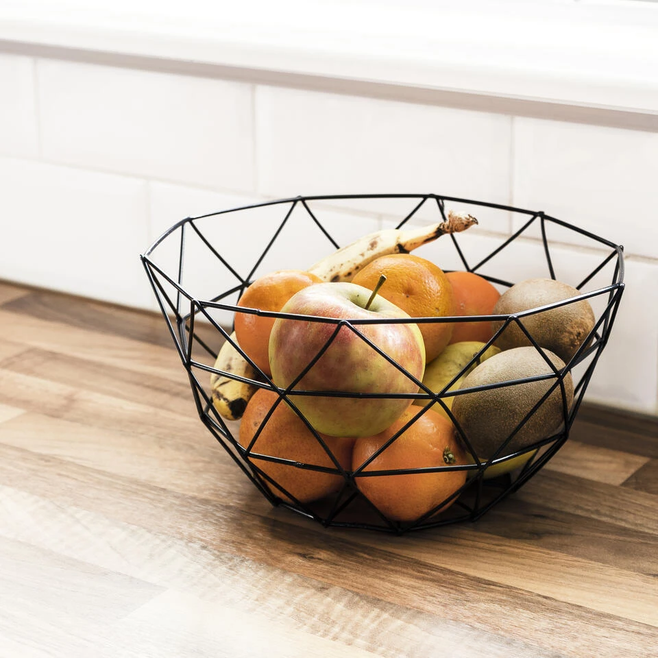 QUVIO Fruitschaal Metaal Diamantvorm - Zwart - Afbeelding 2