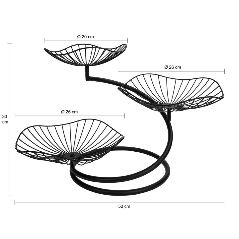 QUVIO Fruitmand 3 Laags Metaal - Zwart - Afbeelding 3