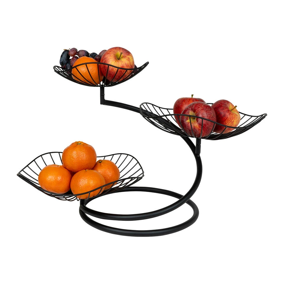 QUVIO Fruitmand 3 Laags Metaal - Zwart - Afbeelding 4