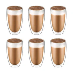 Krumble Latte Macchiato Glas Dubbelwandig 400ml - Set Van 6