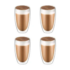 Krumble Latte Macchiato Glas Dubbelwandig 400ml - Set Van 4