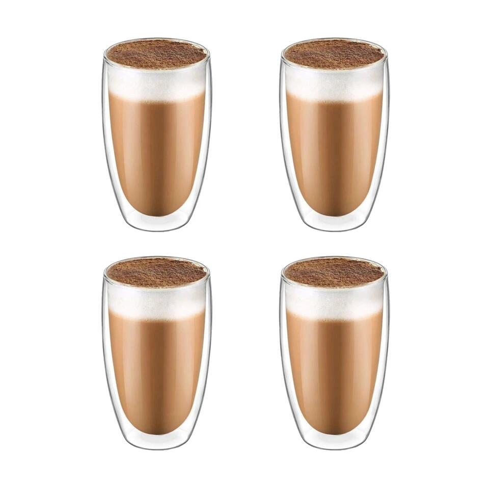Krumble Latte Macchiato Glas Dubbelwandig 400ml - Set Van 4