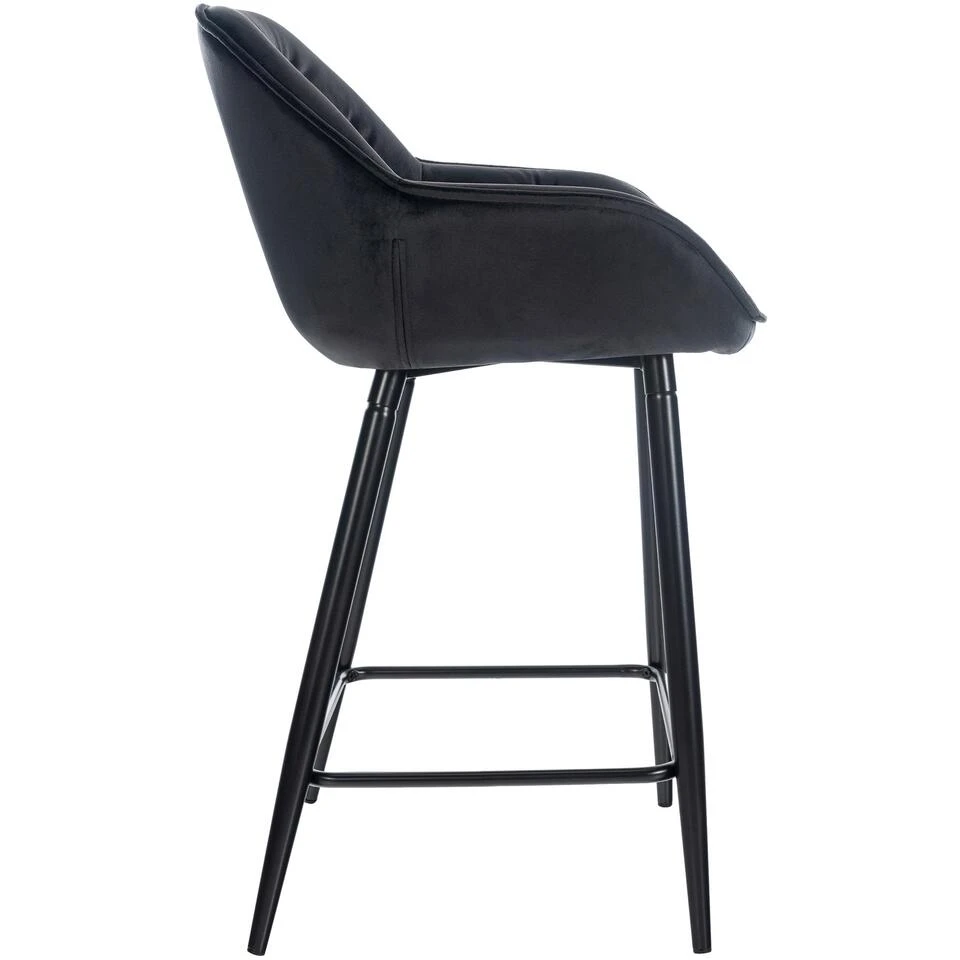 CLP Barkruk Gibson Fluweel Zwart - Afbeelding 3