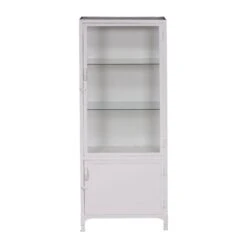 Giga Meubel Vitrinekast Metaal Wit - 75x42x190cm - Kast Vintage Lab
