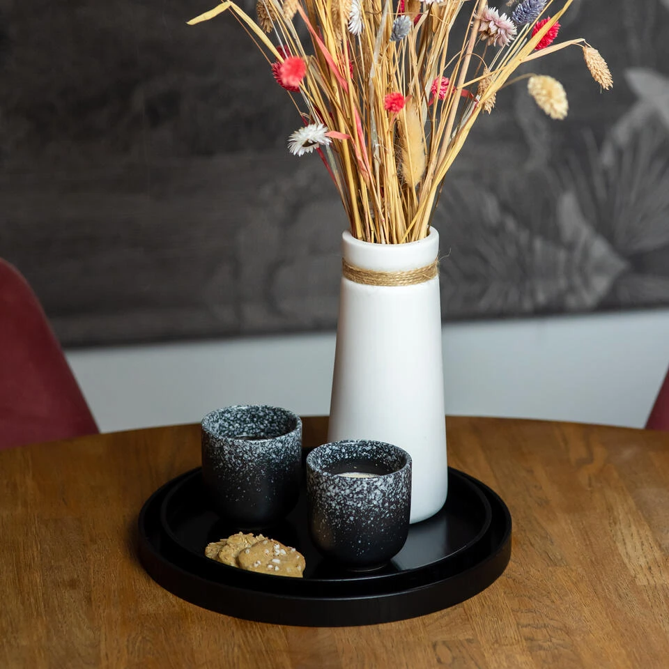 QUVIO Houten Dienblad Rond - Zwart - 27 Cm - Afbeelding 2