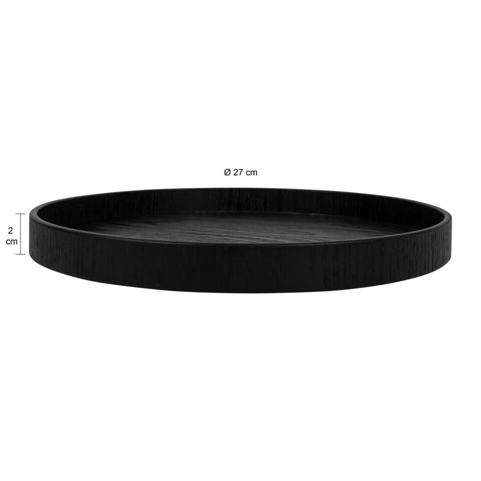QUVIO Houten Dienblad Rond - Zwart - 27 Cm - Afbeelding 3
