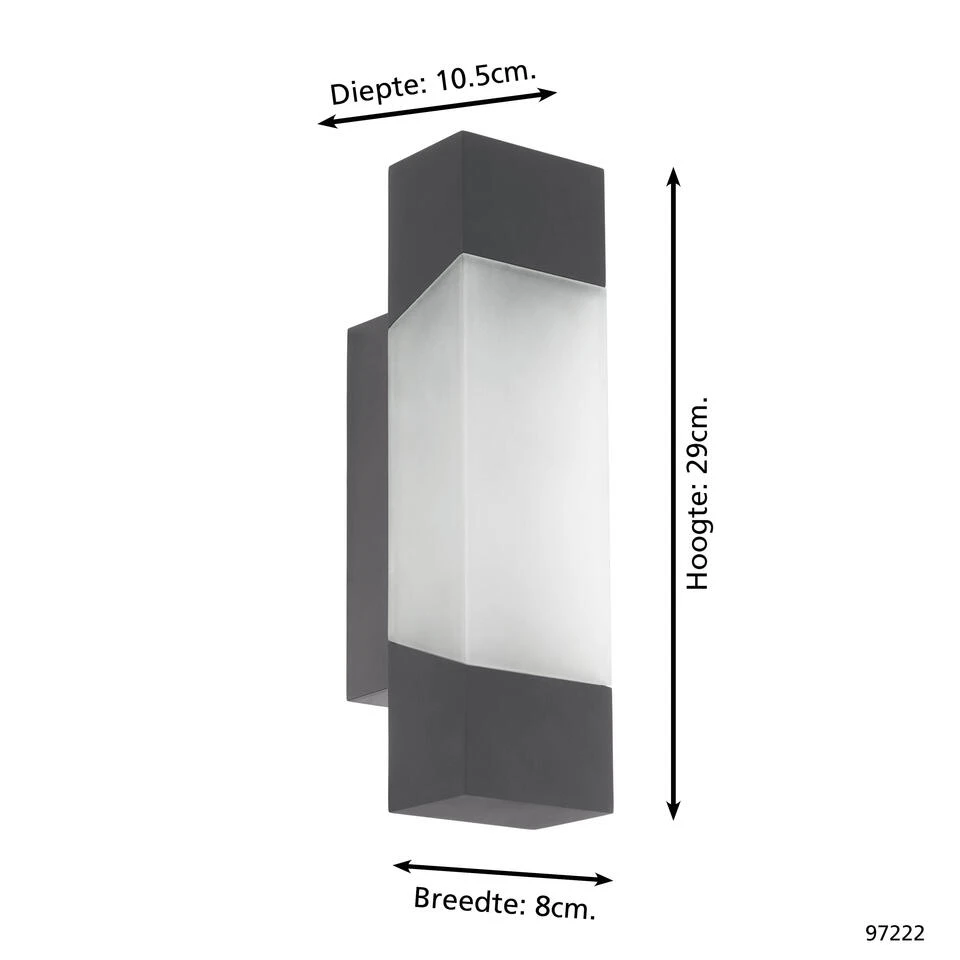 EGLO Gorzano Wandlamp Voor buiten - SMD LED Module - IP44 - Antraciet - Afbeelding 4