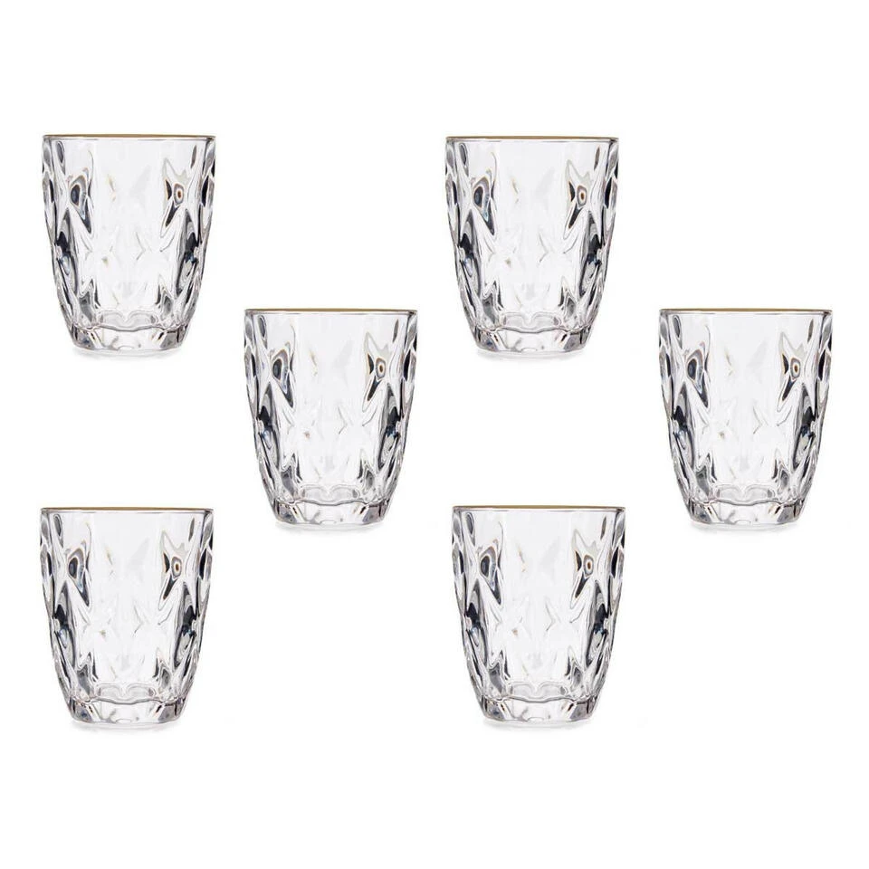 Vivalto Waterglazen/drinkglazen - Kristal Look - Gouden Rand - 270 Ml