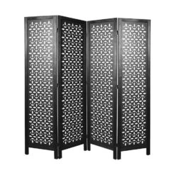 LW Collection Kamerscherm 4 Panelen Zwart 170X160CM - Paravent - Scheidingswand