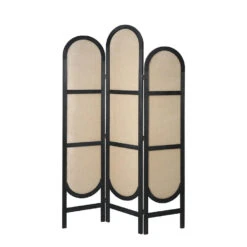 LW Collection Kamerscherm 3 Panelen Zwart 170X120CM - Paravent Rond - Scheidings