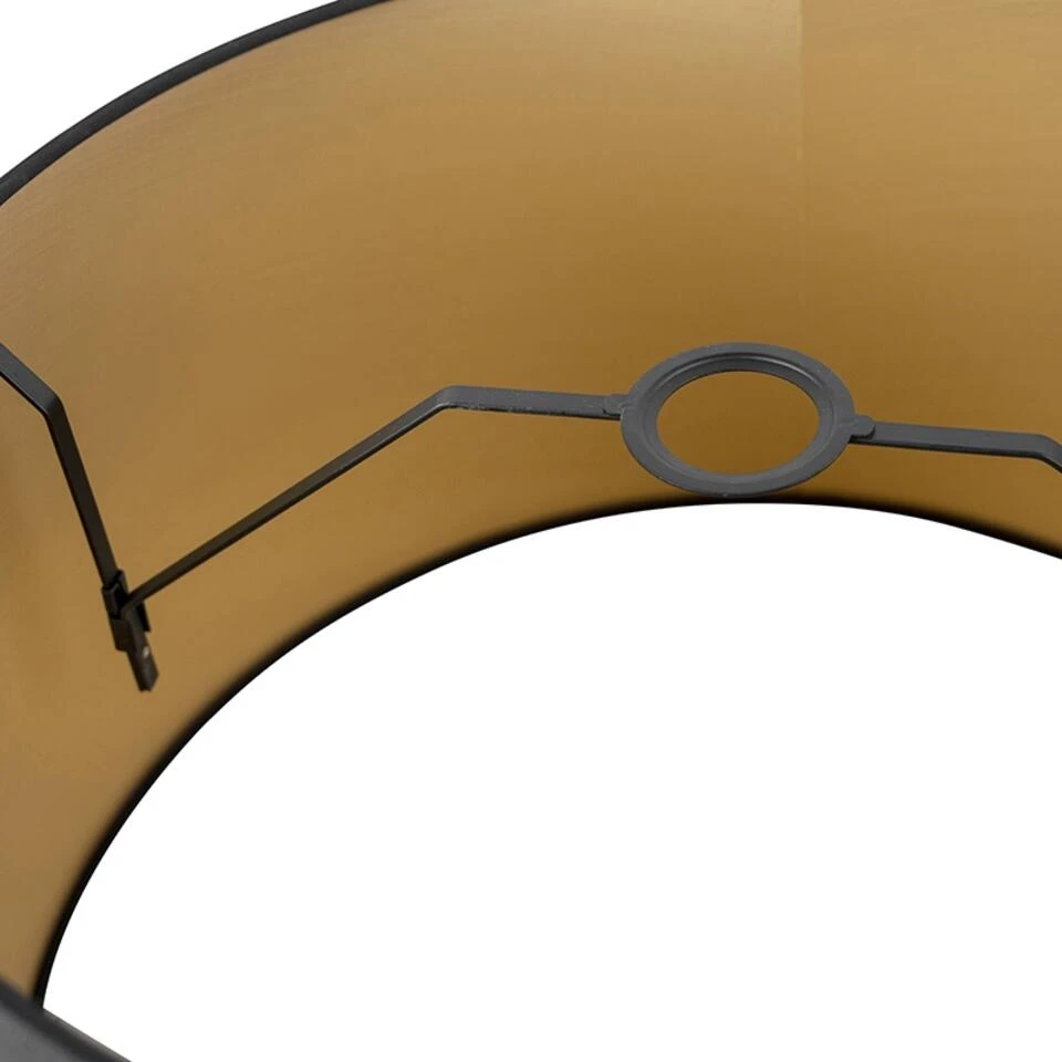 QAZQA Katoenen Lampenkap Zwart 45/50/28 Met Gouden Binnenkant - Afbeelding 4