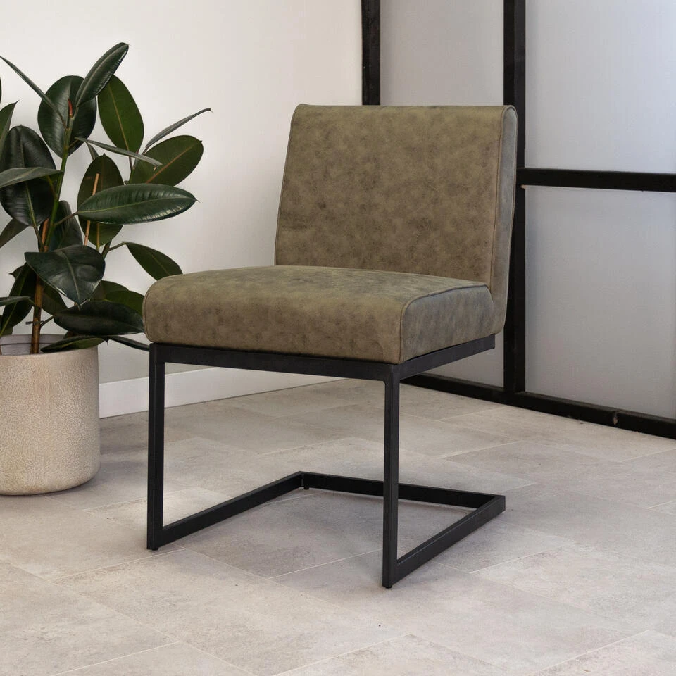 Set Van 2 Eetkamerstoelen Industrieel Nathan Groen - Stof - Groen - Afbeelding 2