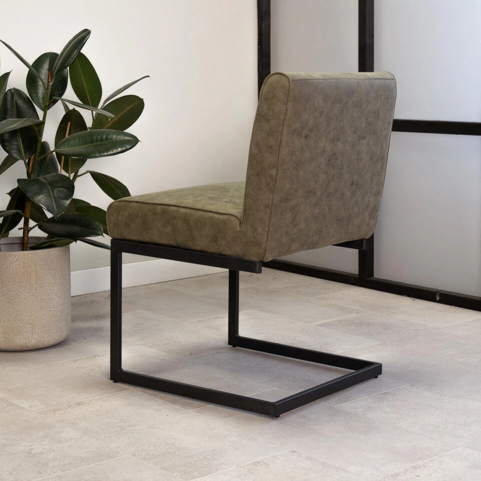 Set Van 2 Eetkamerstoelen Industrieel Nathan Groen - Stof - Groen - Afbeelding 3