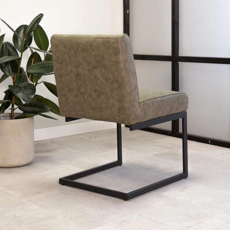 Set Van 2 Eetkamerstoelen Industrieel Nathan Groen - Stof - Groen - Afbeelding 4