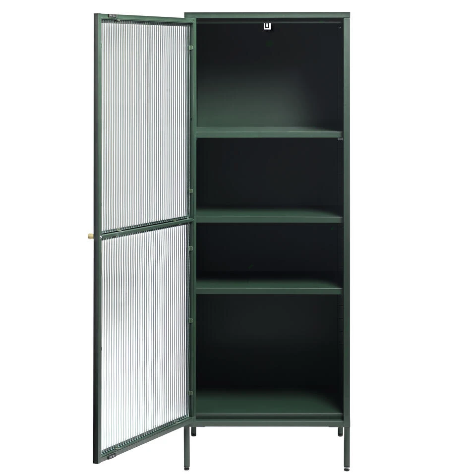 Giga Meubel Vitrinekast Groen - 40x58x160cm - Metaal - Kast Bronco - Afbeelding 3