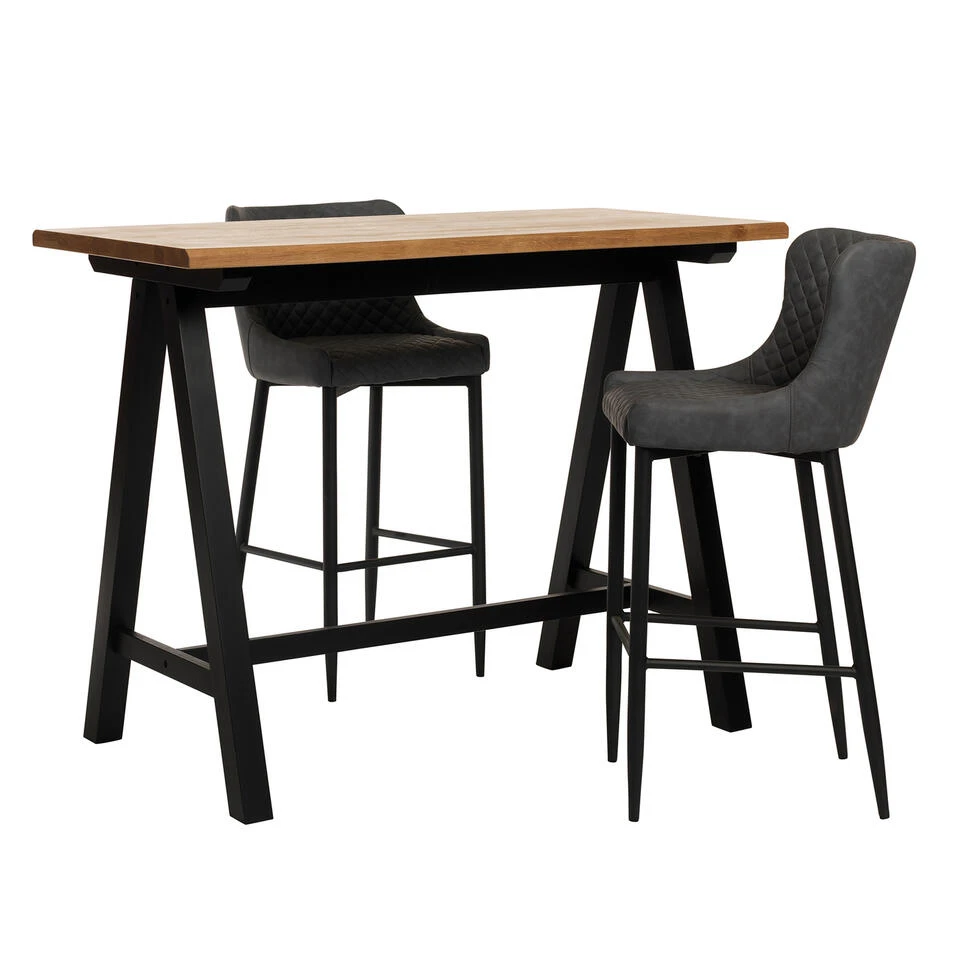 Giga Meubel Bartafel Naturel - 71x140x105cm - Eikenhout - Tafel Oliveto - Afbeelding 3