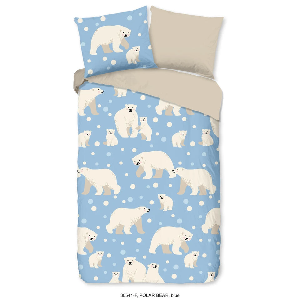 Good Morning Dekbedovertrek "Polar Bear" - Blauw - (140x220 Cm)