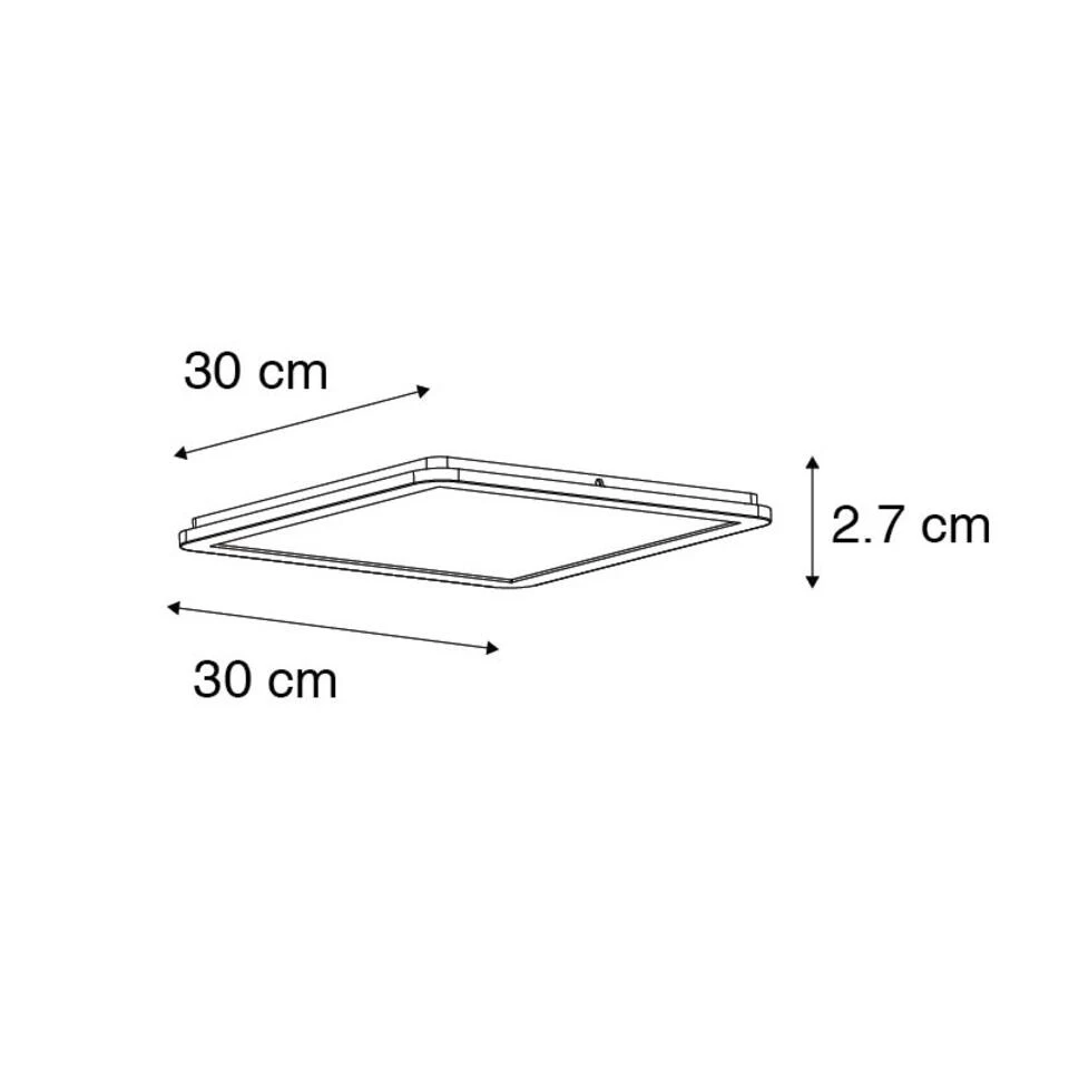 QAZQA Plafonnière Zwart 30 Cm Incl. LED 3-staps Dimbaar IP44 - Steve - Afbeelding 3