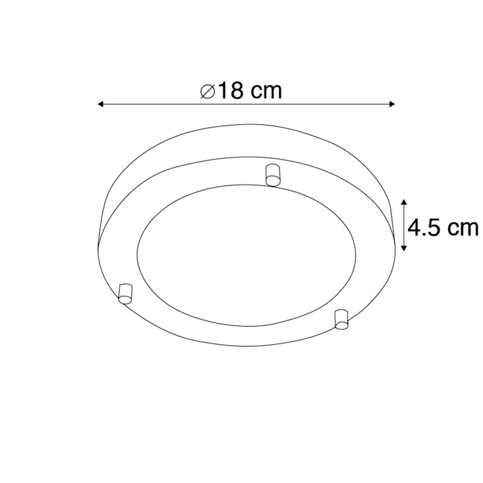 QAZQA Moderne Plafonnière Staal 18 Cm IP44 - Yuma - Afbeelding 3
