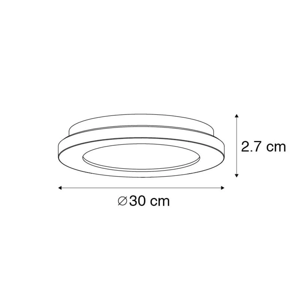 QAZQA Plafonnière Wit 30 Cm Incl. LED 3-staps Dimbaar IP44 - Steve - Afbeelding 4