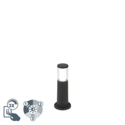 QAZQA Moderne Buitenpaal Zwart 40 Cm IP55 Incl. GU10 3-staps Dimbaar - Carlo