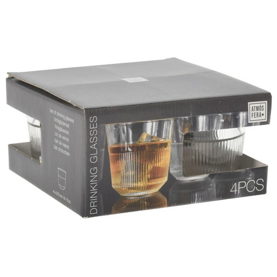 Excellent Houseware Whisky Glazen - 4x - Transparant - 270 Ml - 8x8cm - Afbeelding 2