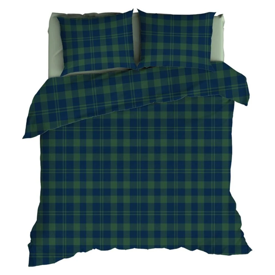 Romanette Flanellen Dekbedovertrek Lumberjack Blauw/Groen-2-persoons (200 X 2...