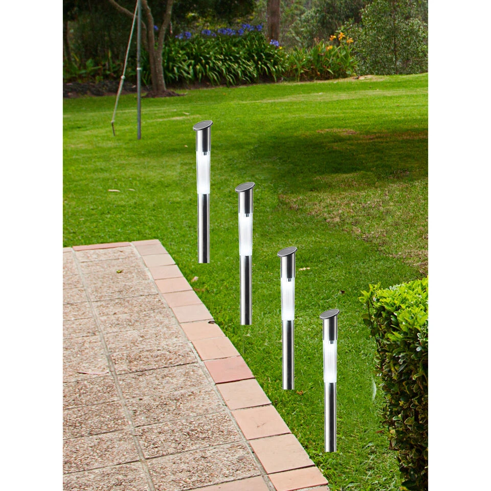 Lumineo Tuinfakkel Bodi - Solar - RVS - Koel Wit - 57 Cm - Afbeelding 2