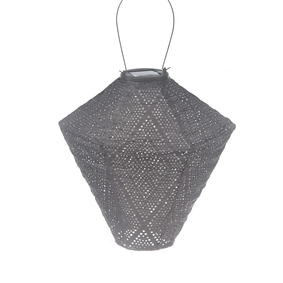 Lumiz Solar Buitenlampion Ikat Diamond - Solar Tuinverlichting - 28 Cm - Taupe - Afbeelding 2