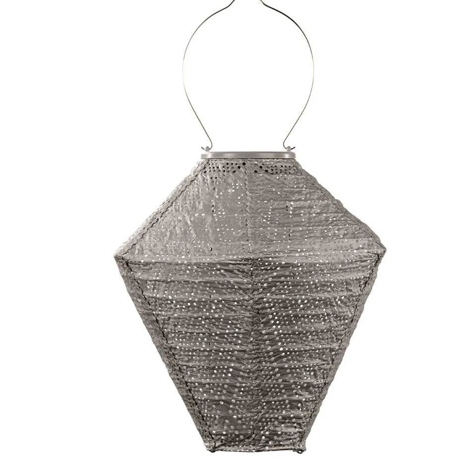 Lumiz Solar Buitenlampion Ikat Diamond - Solar Tuinverlichting - 28 Cm - Taupe