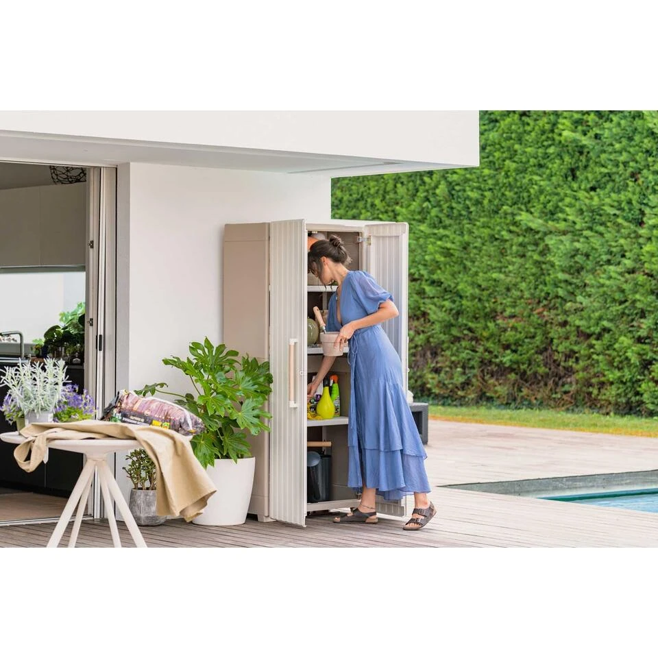 Keter Groove Hoge Kast - 80x45x180 Cm - Beige - Afbeelding 4