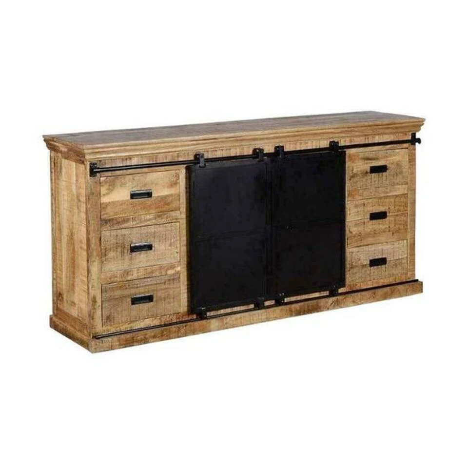Dressoir Newark 160cm Dubbele Deurtjes - Mangohout - Bruin - Rechthoekig - Afbeelding 3