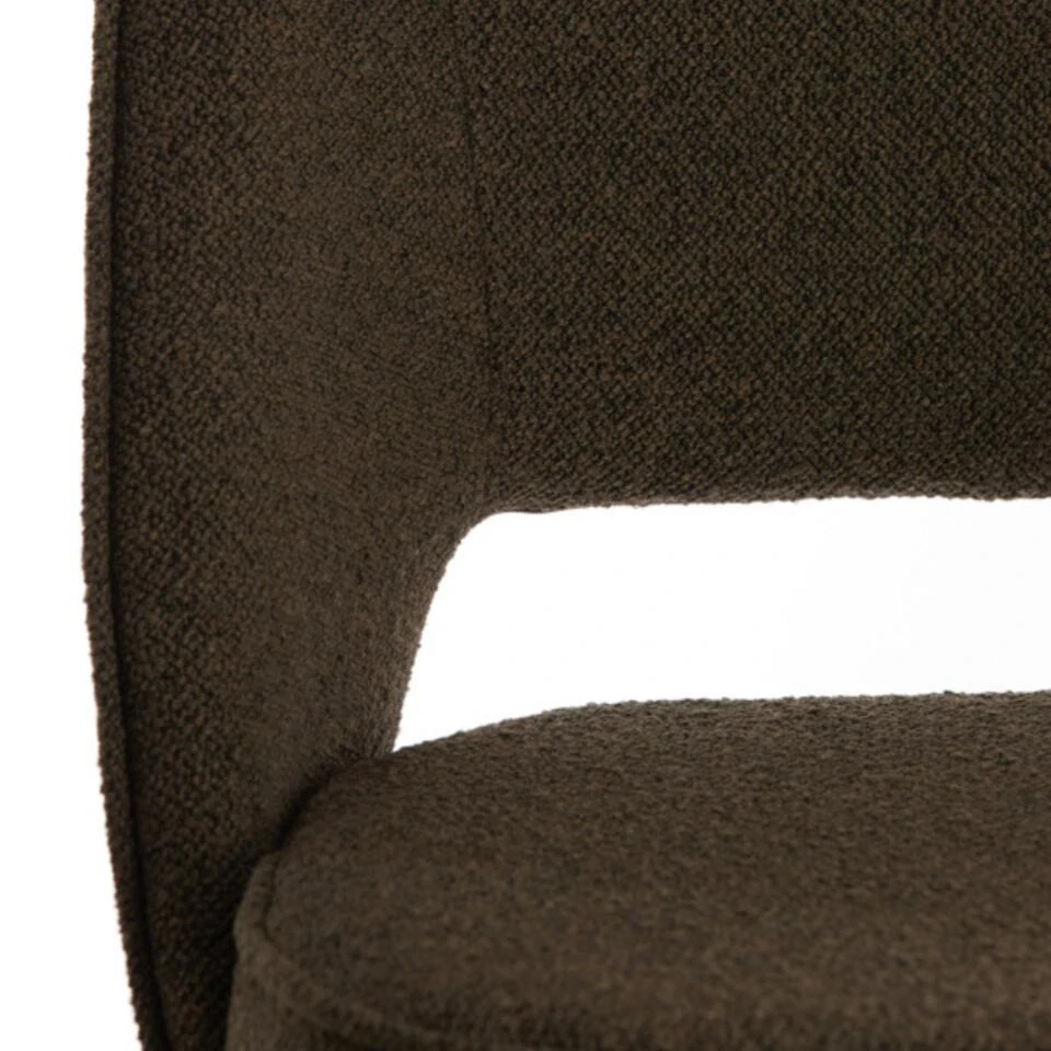 Djeslin Eetkamerstoel Donkerbruin - Stof - Bruin - Afbeelding 4