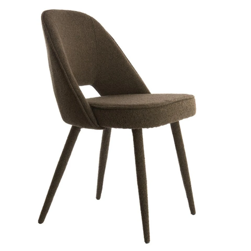 Djeslin Eetkamerstoel Donkerbruin - Stof - Bruin