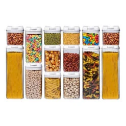 LW Collection Voorraadpotten 14 Stuks Met Stickers Witte Deksel