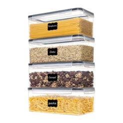 LW Collection Voorraadpotten 4 Stuks 3.2L Met Stickers