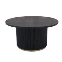 Ronde Eettafel Elora Ø150 Cm Zwart - 130x150x76 Cm - Mangohout - Zwart