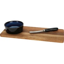 Excellent Houseware Borrelplank Hapjes/saus/tapas - Keramiek - Blauw - Incl. Mesje