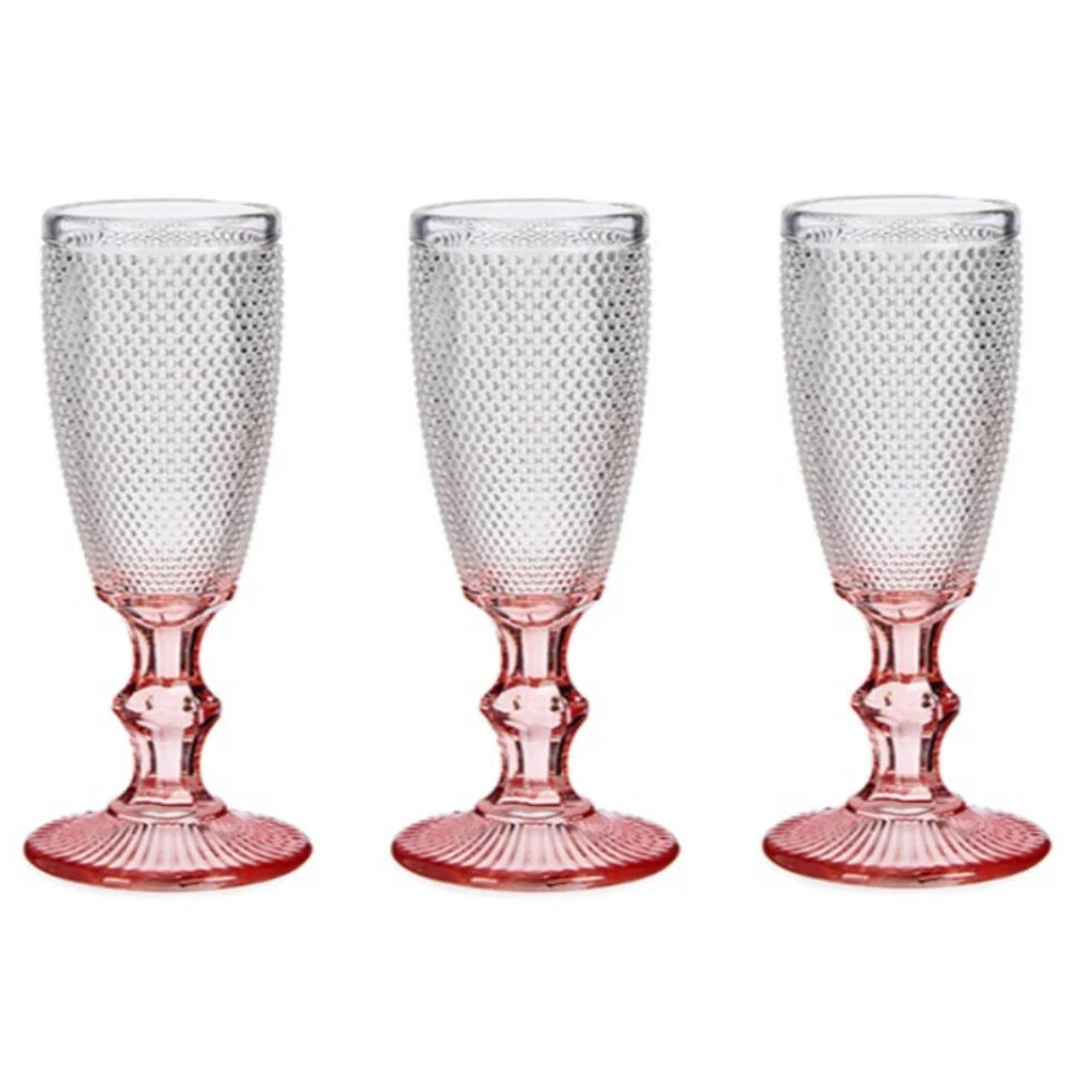 Vivalto - Luxe Champagneglazen Monaco Serie Set 6x Op Roze Voet 180 Ml