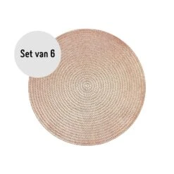 Krumble Placemat Rond - PVC - Rosegoud - Set Van 6