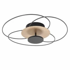 Highlight Plafondlamp Fiore - 1 Lichts - 52 X12 Cm - Zwart - Mat Goud