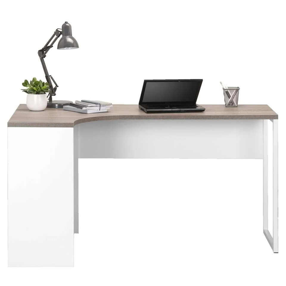 Hoekbureau Hannover - Wit/truffel - 76,8x145x81 Cm - Afbeelding 2