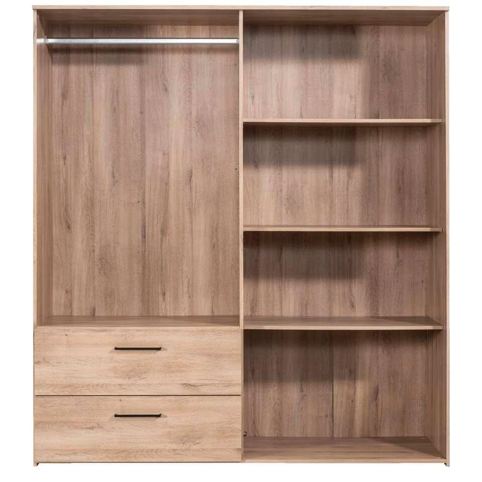 Kledingkast Orleans 4 Deurs - Eikenkleur - 201x181x58 Cm - Afbeelding 3