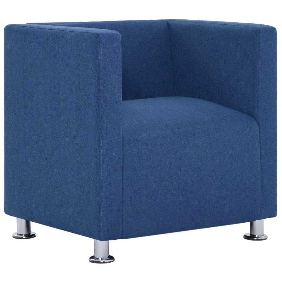 VidaXL Fauteuil Kubus Stof Blauw